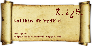 Kalikin Árpád névjegykártya